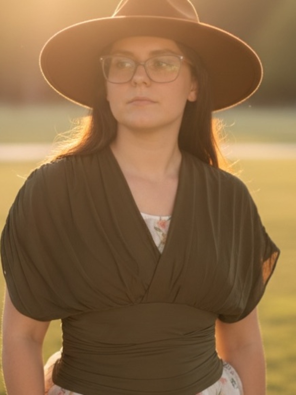 Boho Olive Green mesh Wrap Top